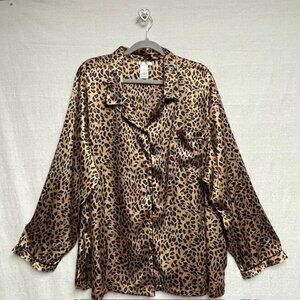 PINK K Leopard Cheetah Print Women's 2 Pc Pajama Set - Size 3X
